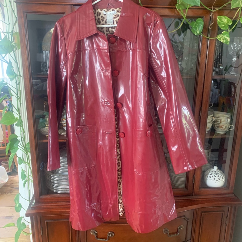 NWT Deadstock Y2k Vintage 100% Patent Leather Trench Coat